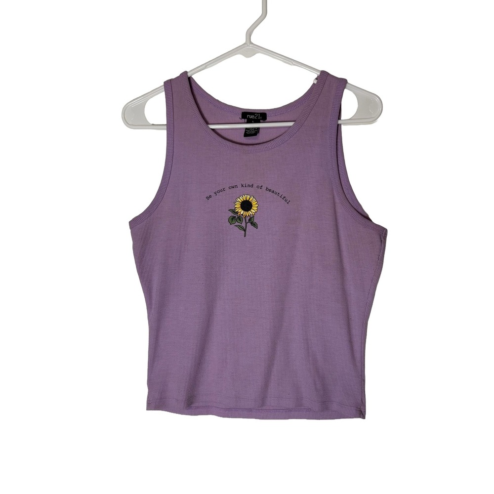 Rue21 Jr Girls Purple Tank Top Sunflower 'Be Your Own Kind of Beautiful' Size‎ L